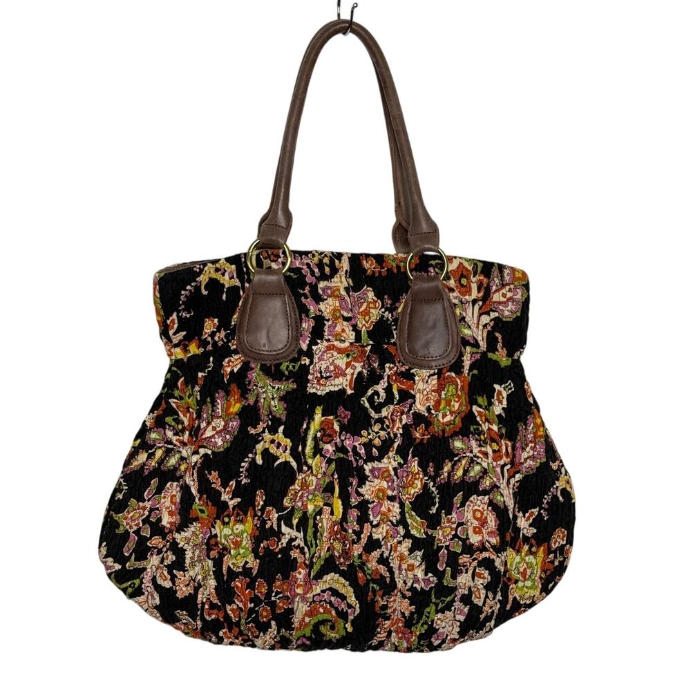 Floral Fabric Tote Bag with Leather Handles | Boho Chic Everyday Tote | Deux Lux